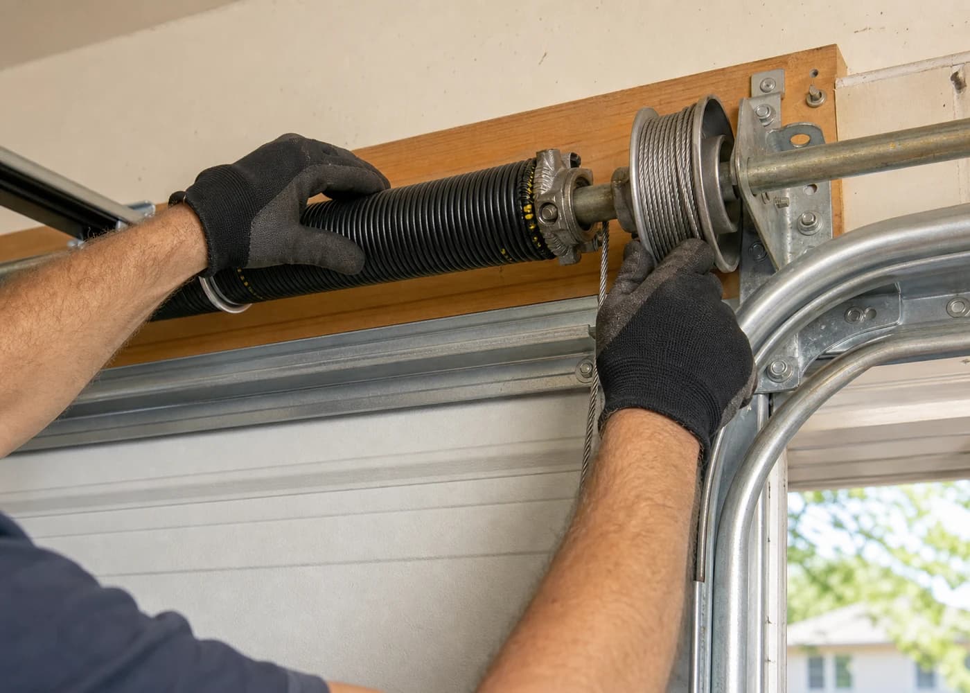 Garage door spring and cable repair